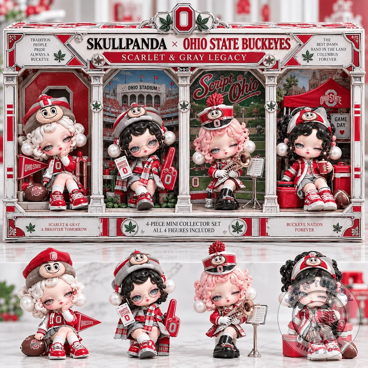 SKULLPANDA x Ohio State Buckeyes Vinyl Pop Figure Set - Front View