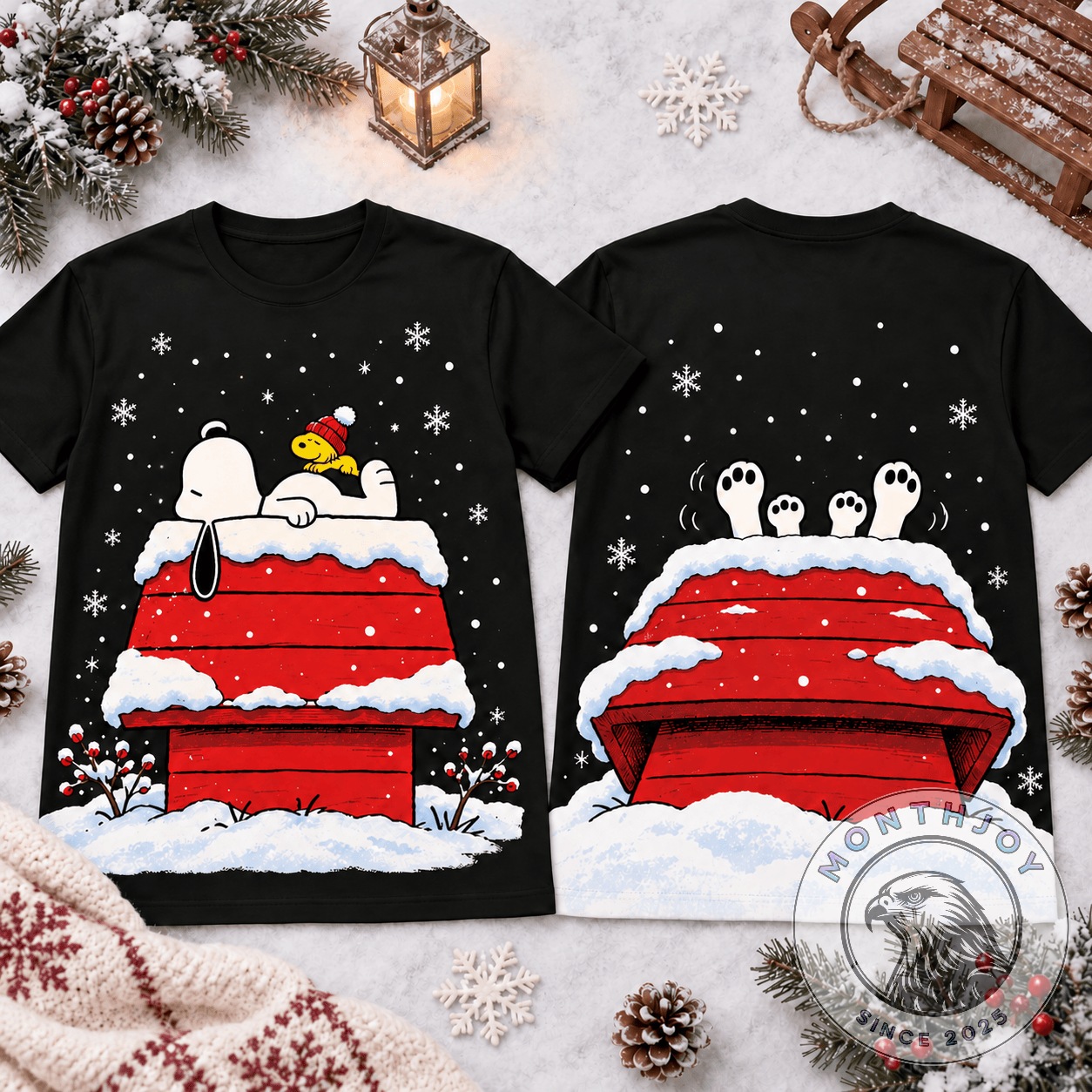 Snoopy Snowy Red Doghouse Christmas 2026 T-Shirt - photo 3
