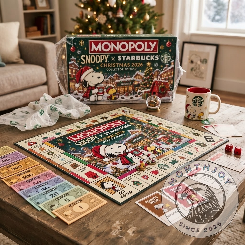 Snoopy Starbucks Christmas 2026 Collector Edition Monopoly Board Game - photo 3
