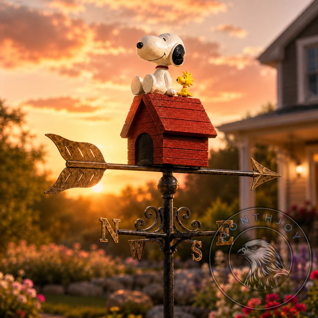 Snoopy 75th Anniversay Woodstock Doghouse Weathervane - Detail View