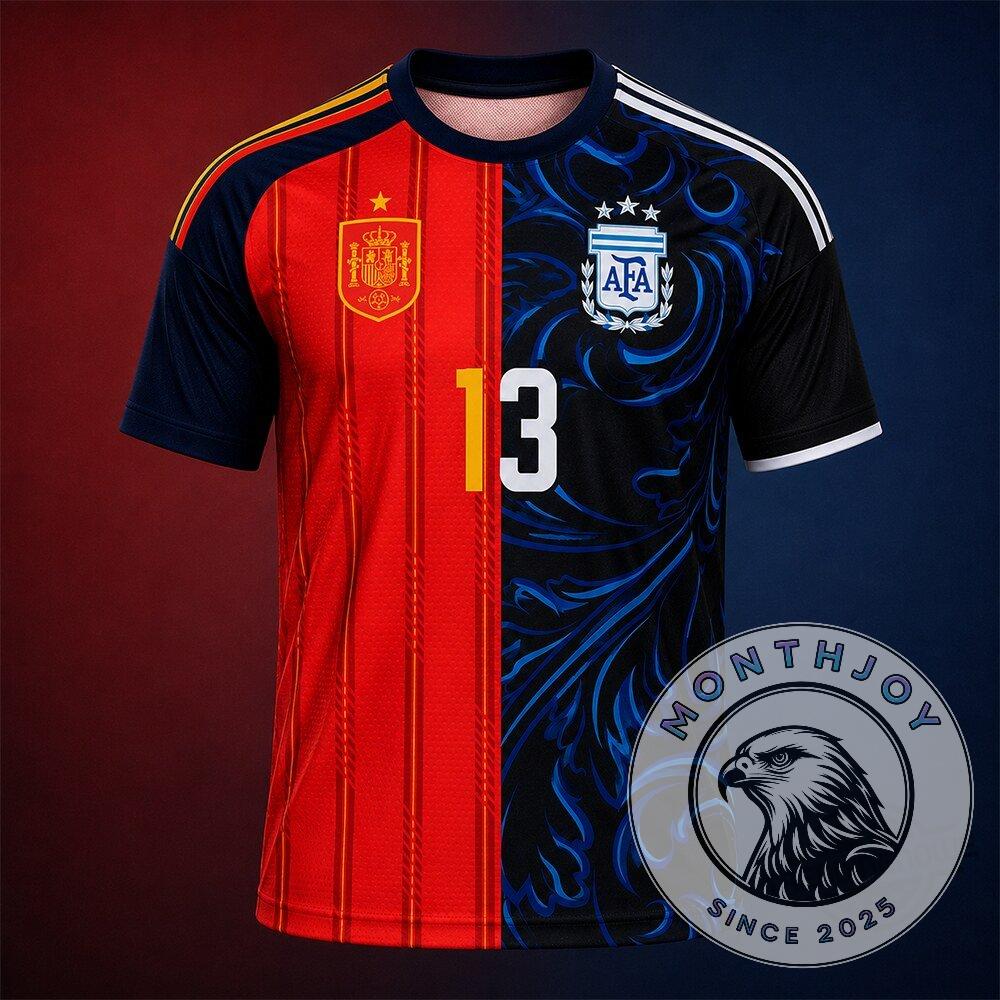 Spain Vs Argentina World Cup 2026 Final Split Jersey - Detail View