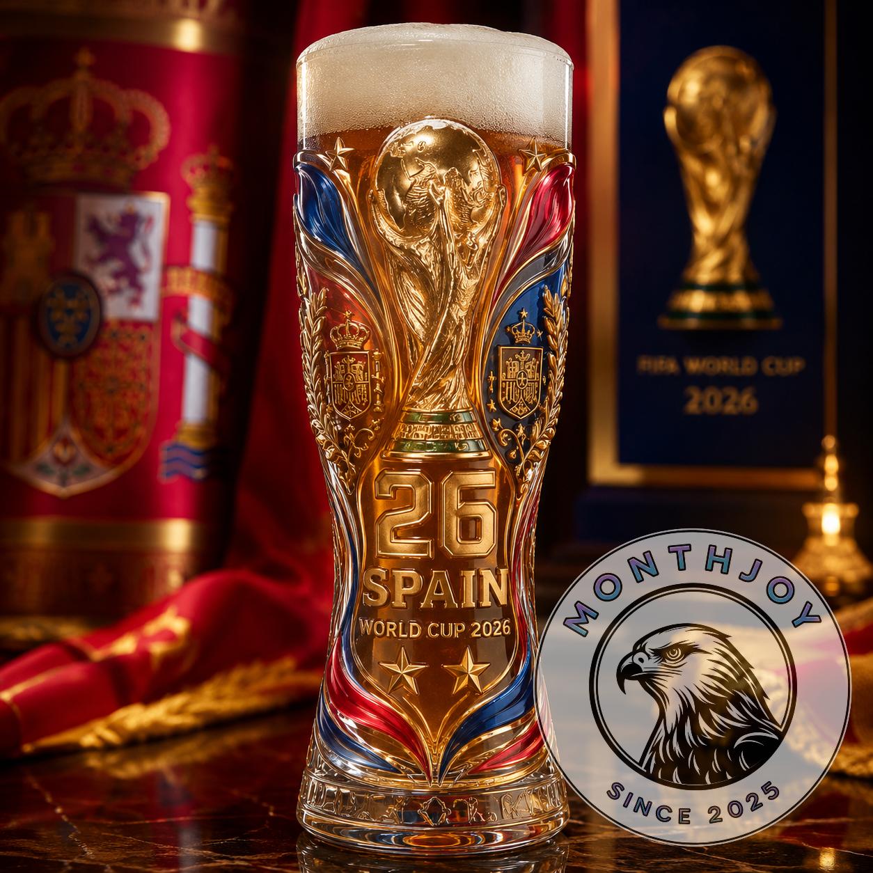 Spain National Football Team World Cup 2026 Champions Beer Glass - Front View