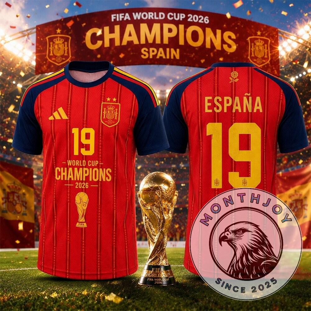 Spain Lamine Yamal 2026 World Cup 2026 Champions Jersey - Front View