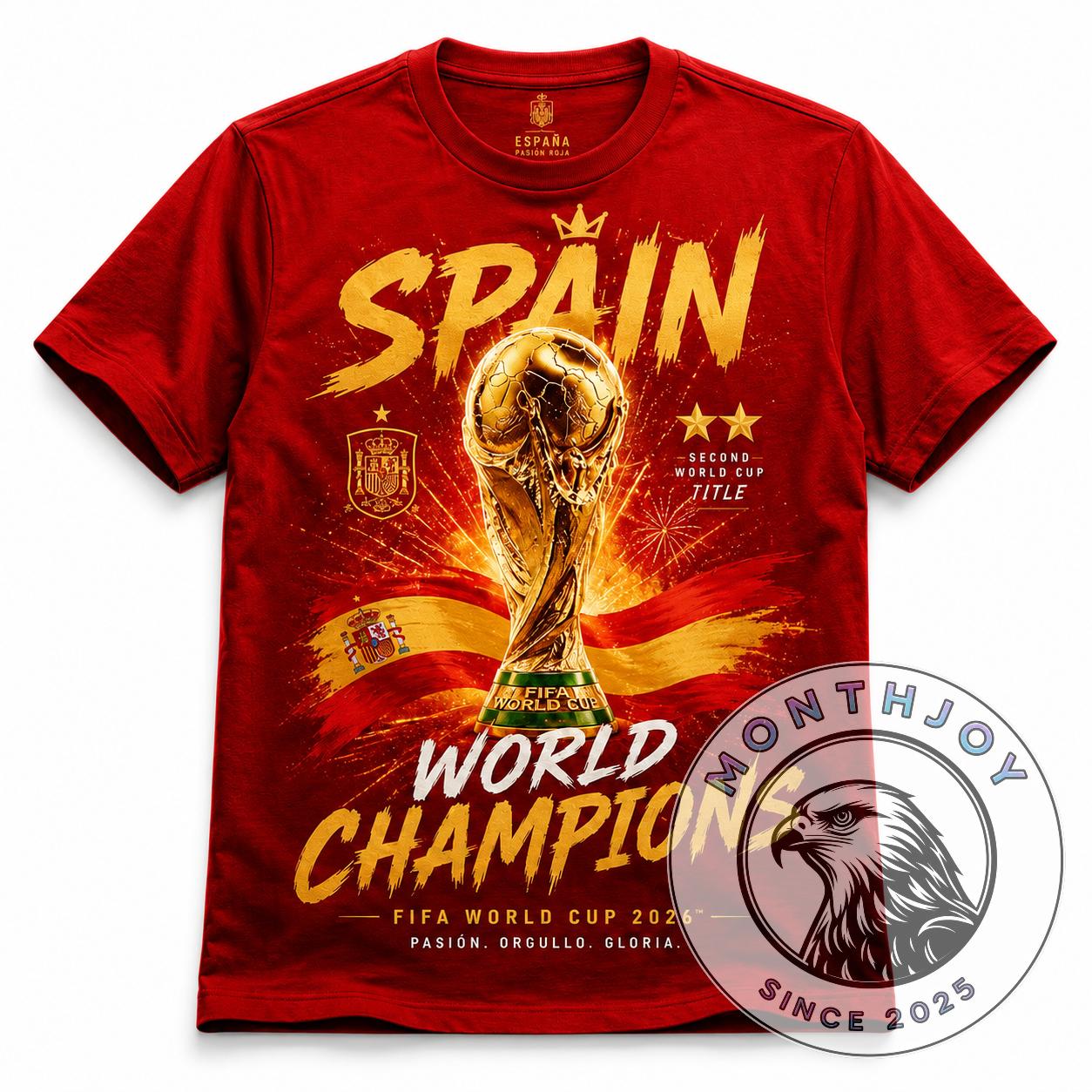 Spain National Football Team World Cup 2026 Champions T-Shirt - Detail View