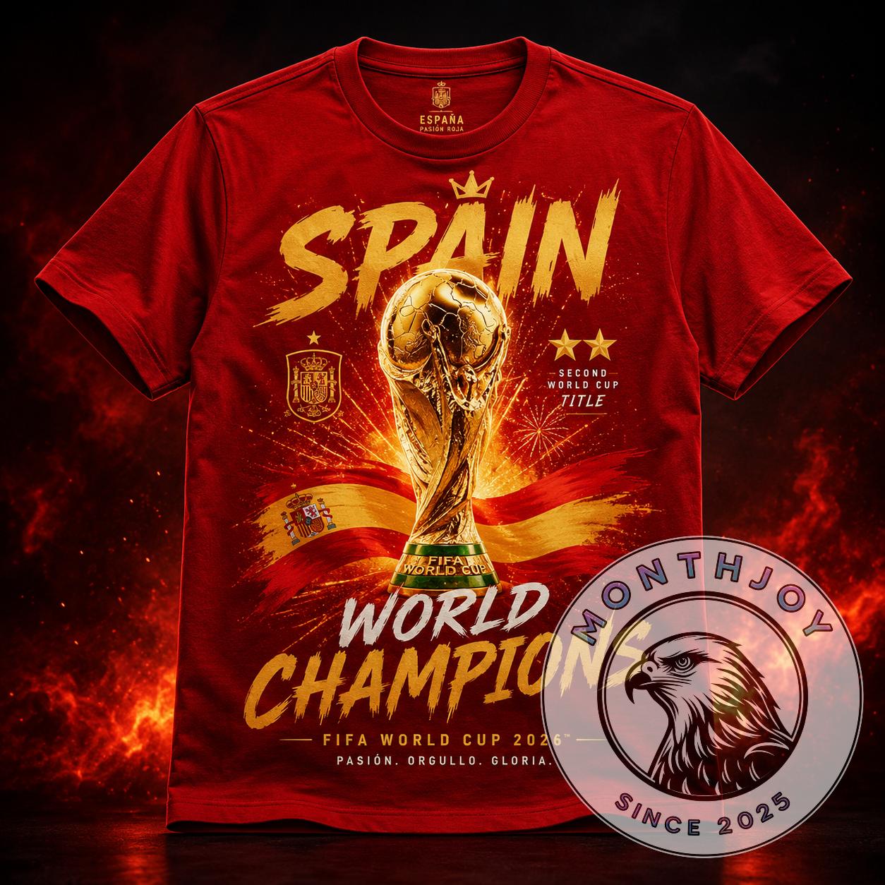 Spain National Football Team World Cup 2026 Champions T-Shirt - Front View