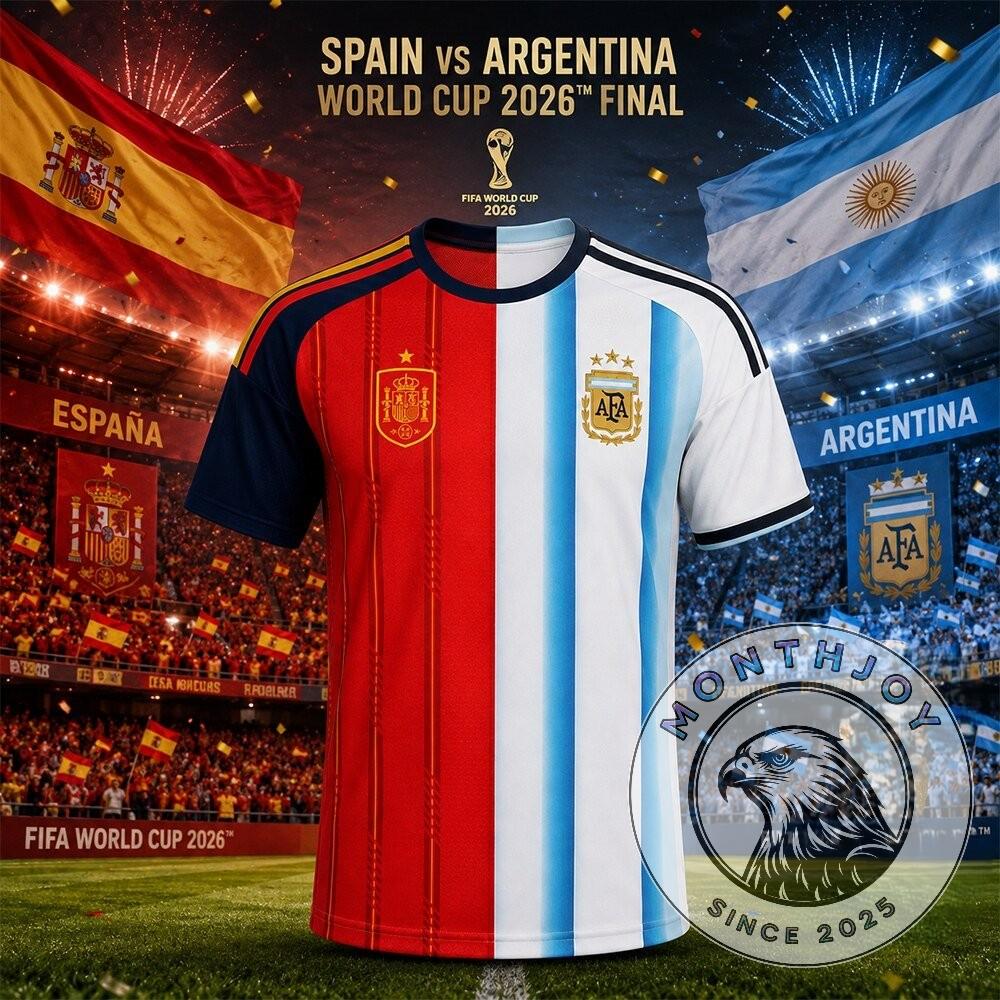 Spain vs Argentina FIFA World Cup 2026 Final Football Jersey - Front View