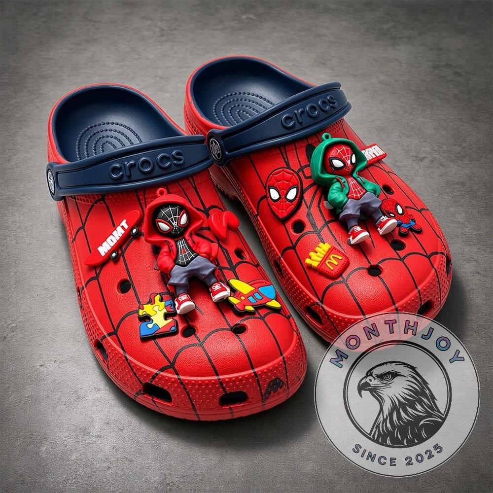 Spider Man Brand New Day Miles Morales And Marvel Jibbitz Charms Crocs - Detail View