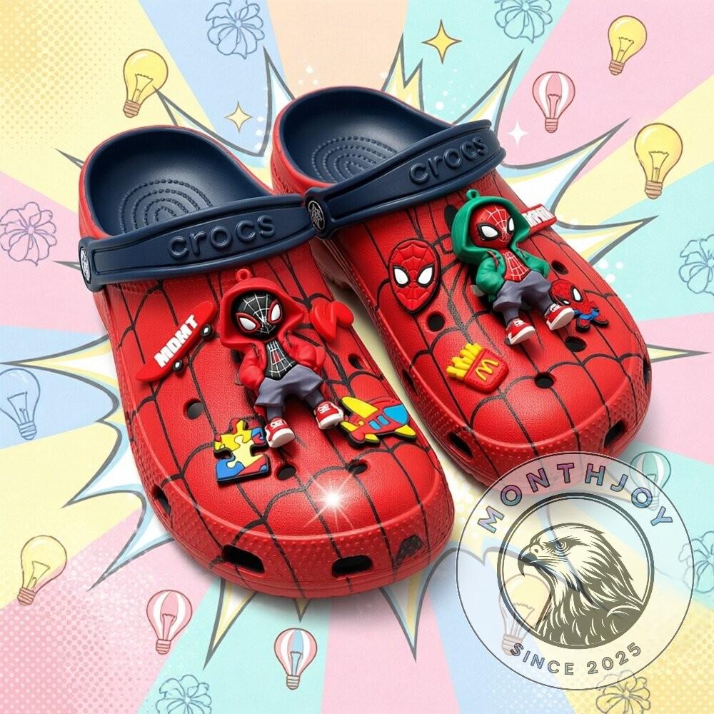 Spider Man Brand New Day Miles Morales And Marvel Jibbitz Charms Crocs - Front View