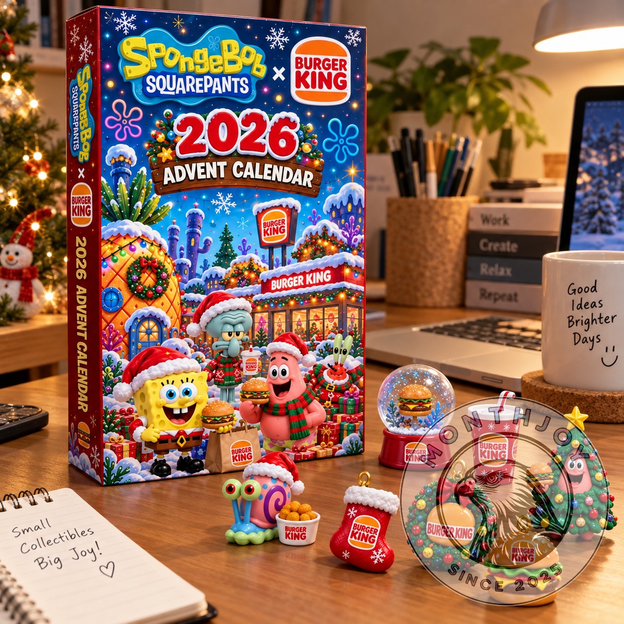 SpongeBob and Patrick Christmas artwork with Burger King branding