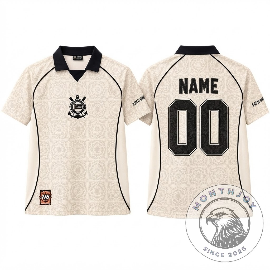 Sport Club Corinthians Paulista 116th Anniversary Polo Jersey - close-up of crest and anniversary patch