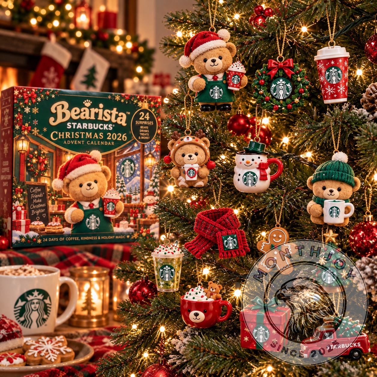 Starbucks Bearista Christmas 2026 Advent Calendar - numbered miniature gifts and ornaments