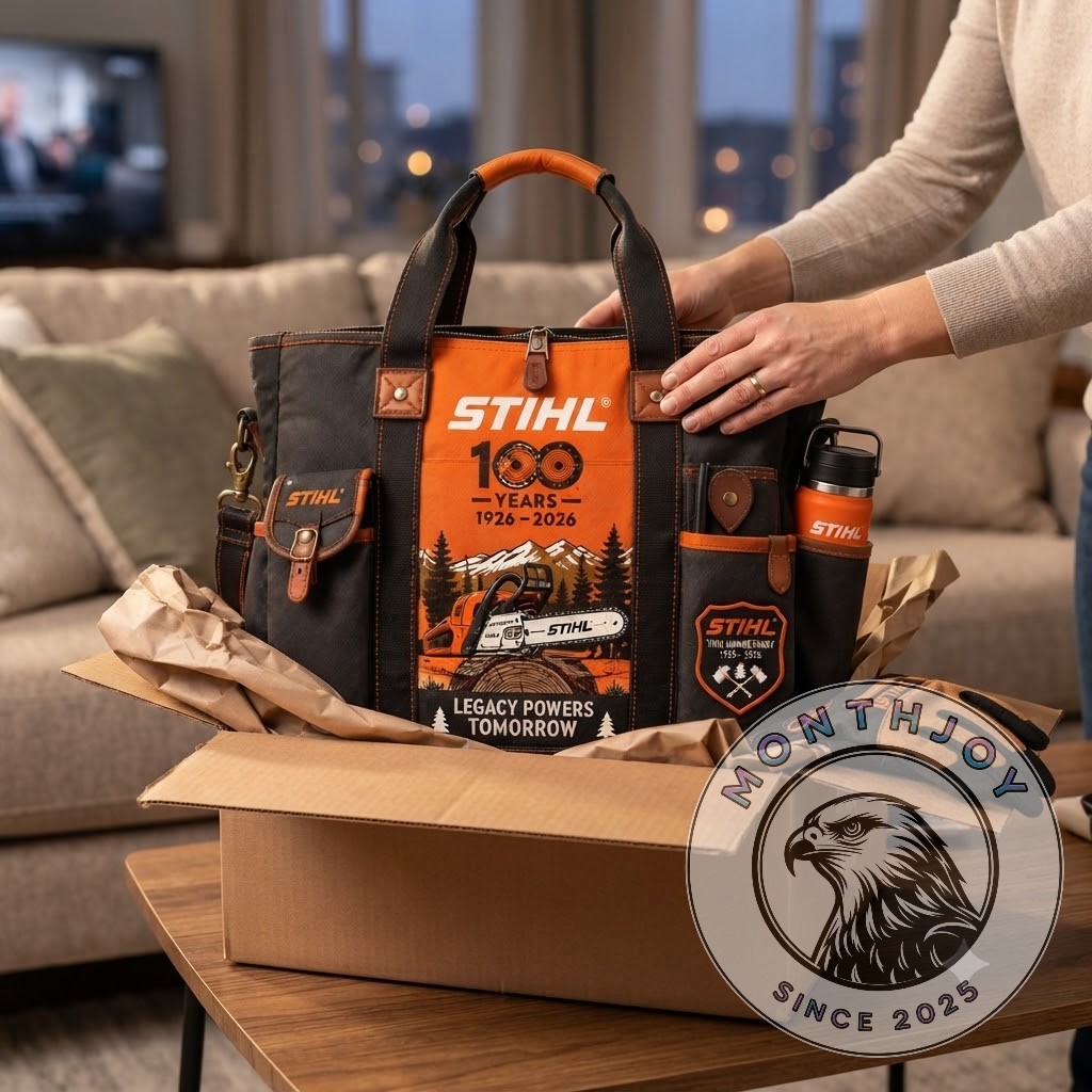 STIHL 100th Anniversary 2026 Heavy Duty Work Tote Bag - side pocket view