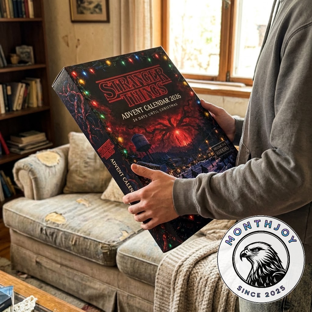 Stranger Things Upside Down 2026 Holiday Advent Calendar - close view of Hawkins themed items