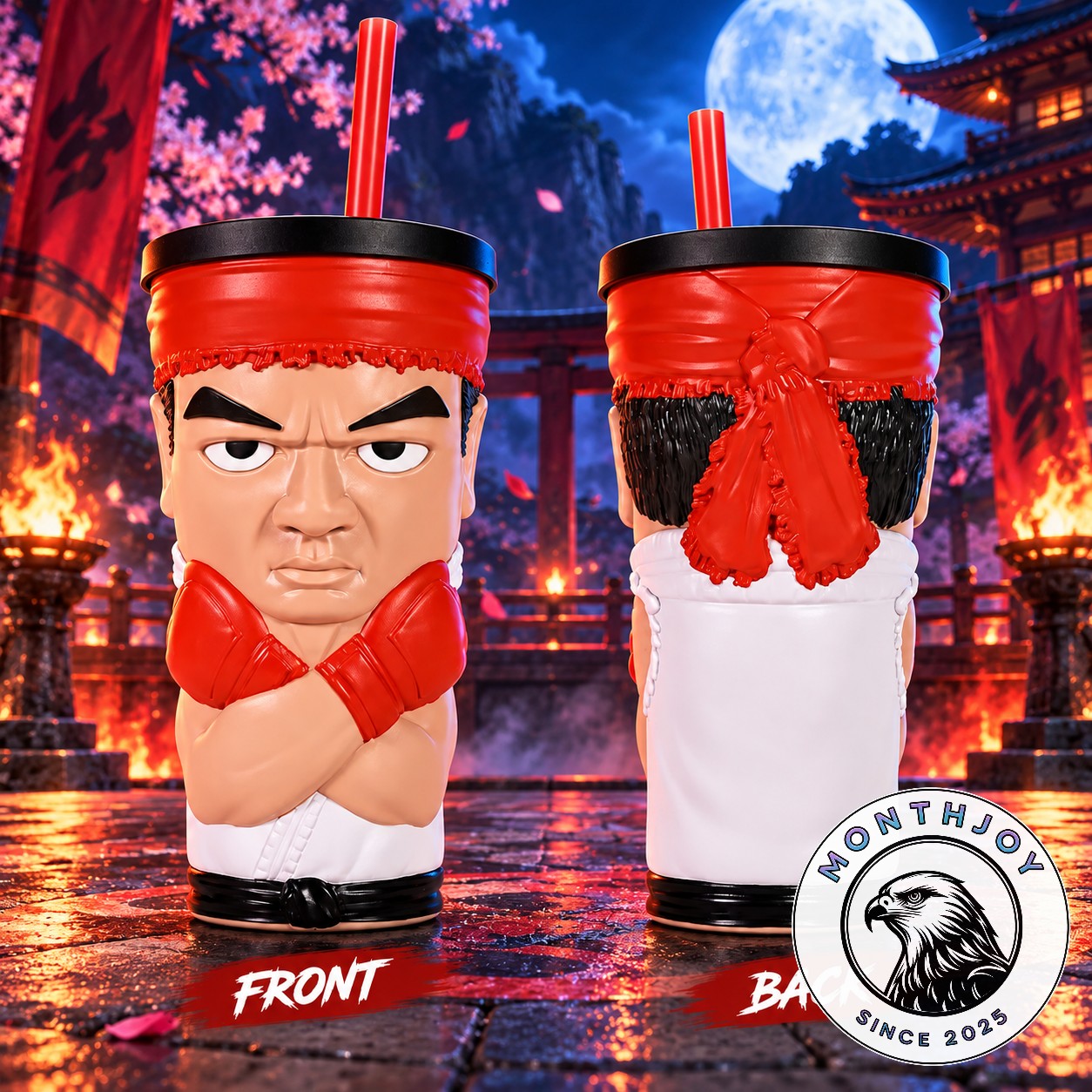 Street Fighter Ryu Grippr Sculpted Character Tumbler 2026 - front and back sculpted views