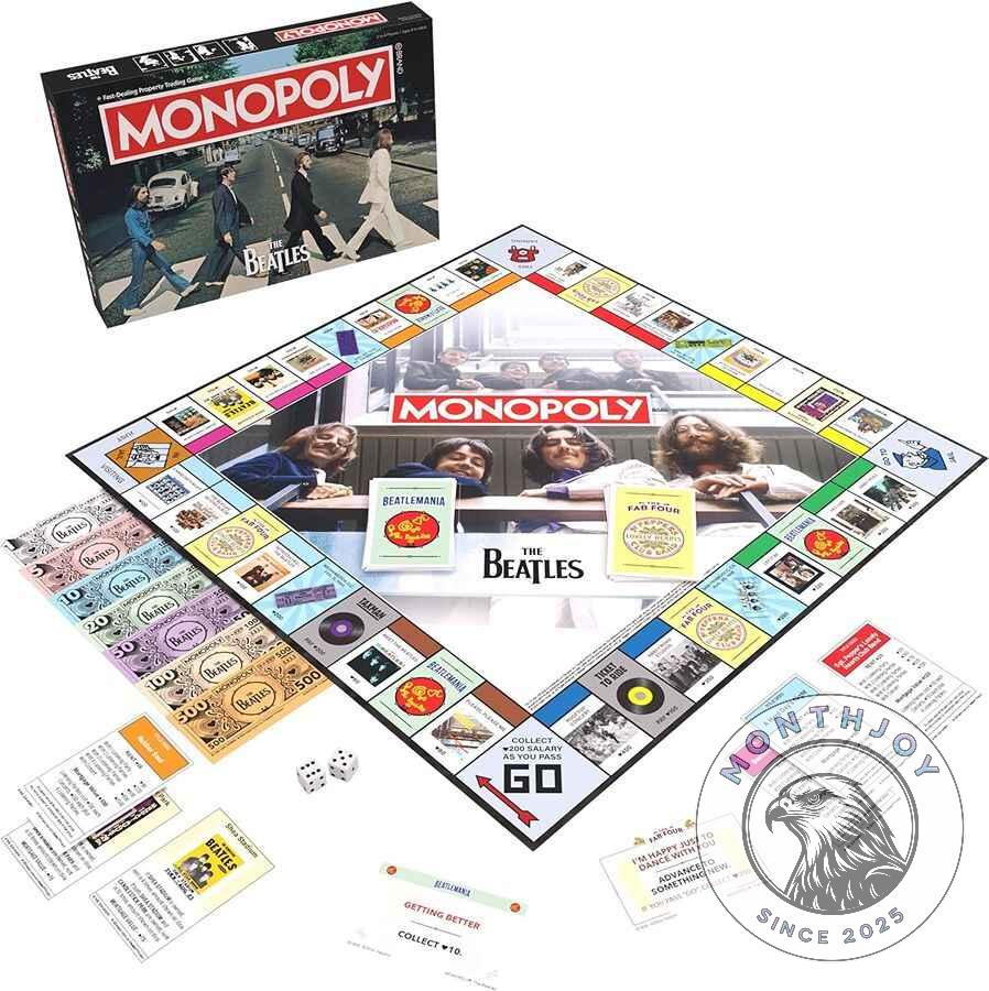 The Beatles Abbey Road Edition Monopoly Board Game - close-up on left side of the box and street