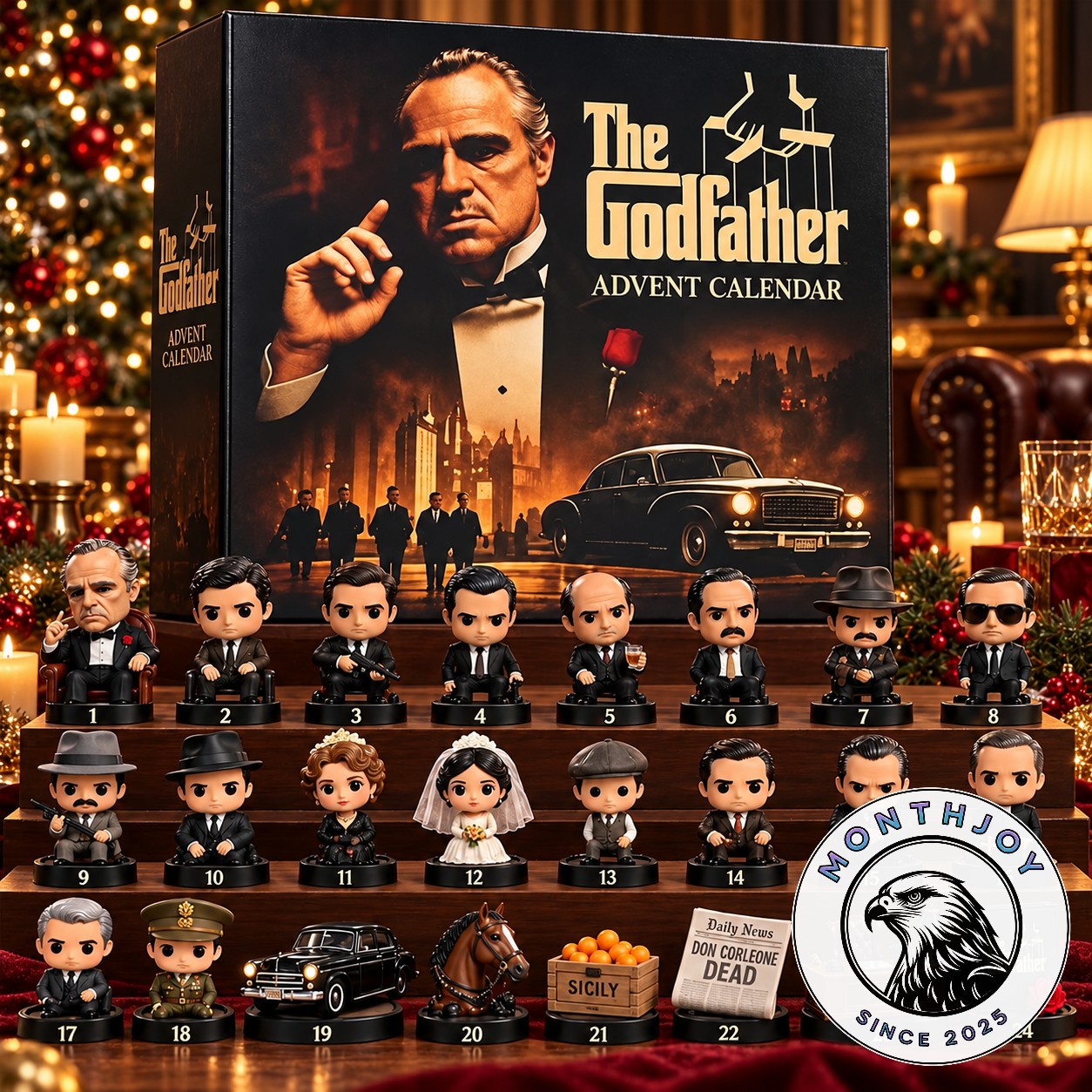 The Godfather Advent Calendar 2026 Movie - front view with numbered character figures