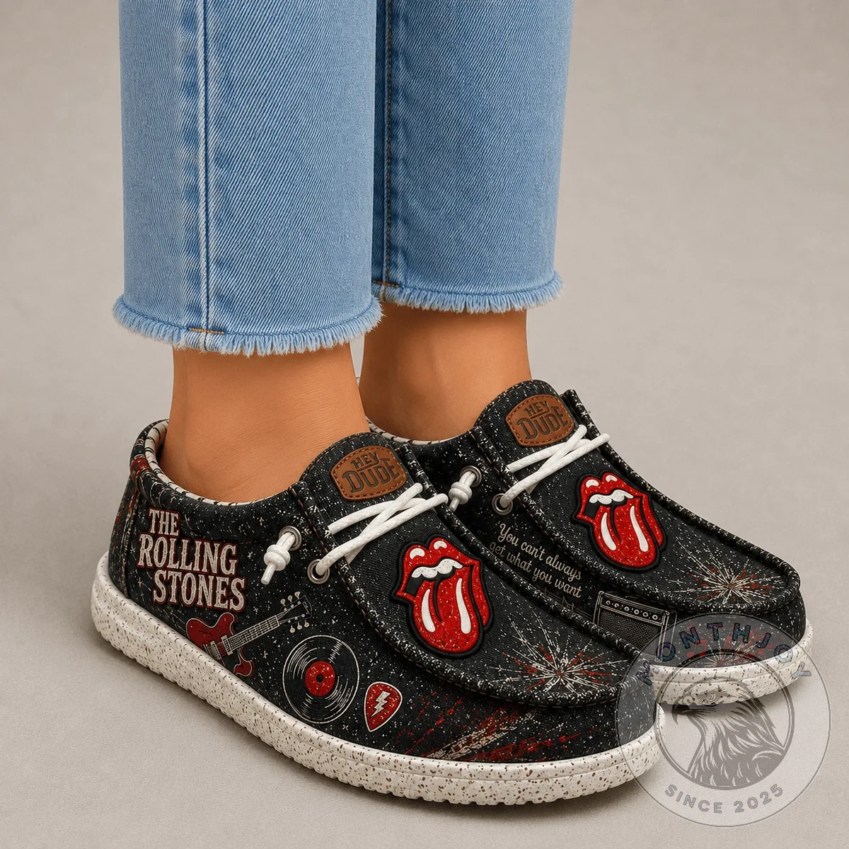 The Rolling Stones Custom Slip-On Shoes 2026 - Detail View