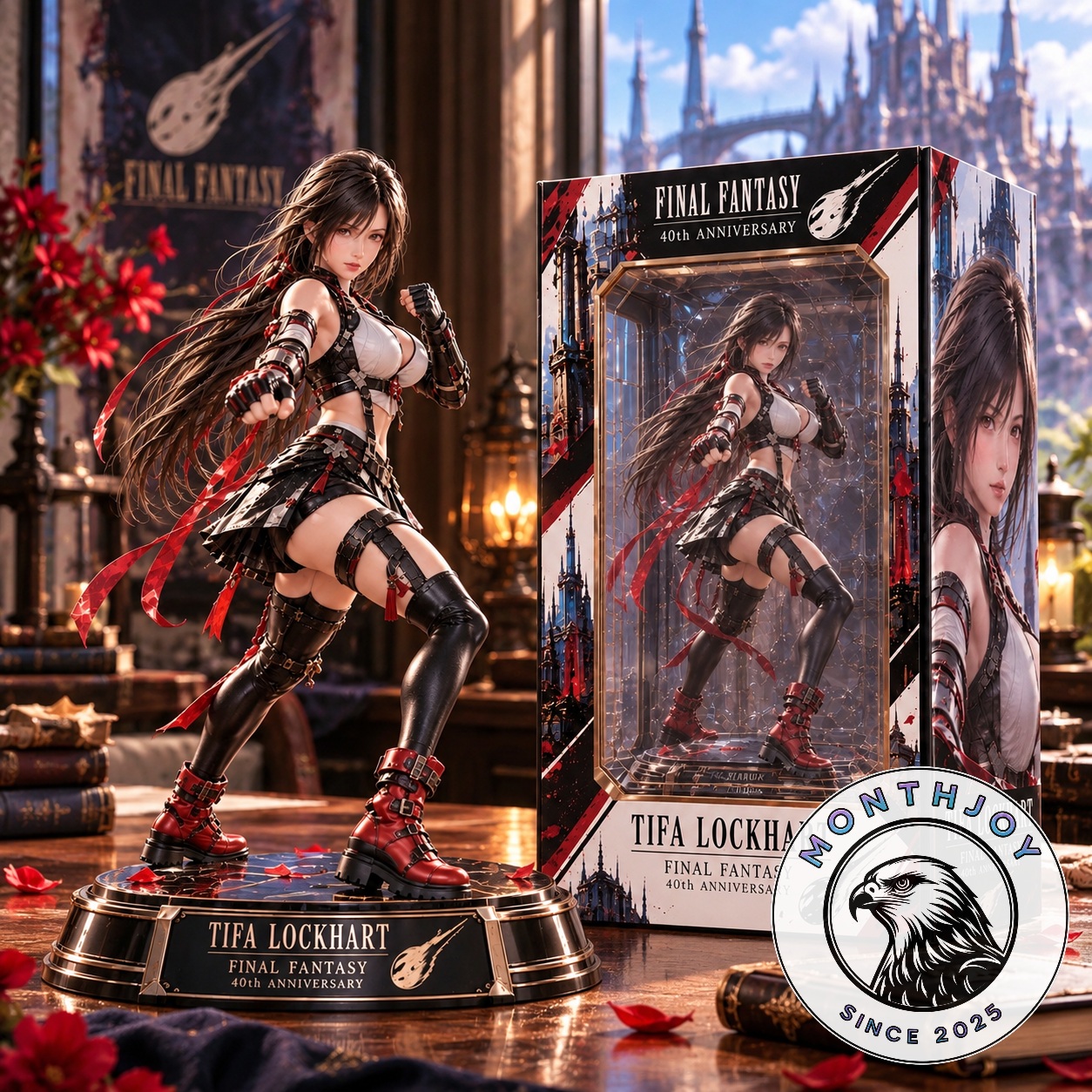 Tifa Lockhart X Final Fantasy 40th Anniversary Tabletop Figure - front view with display box
