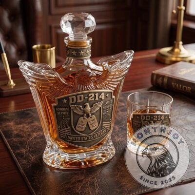 United States Veteran DD-214 Honoring Service Whiskey Decanter