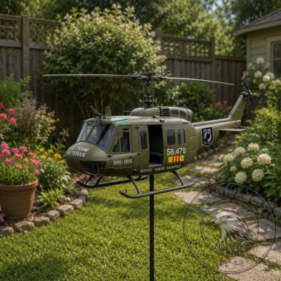 Vietnam Veteran 1955-1975 Service Honor Sacrifice Helicopter Model