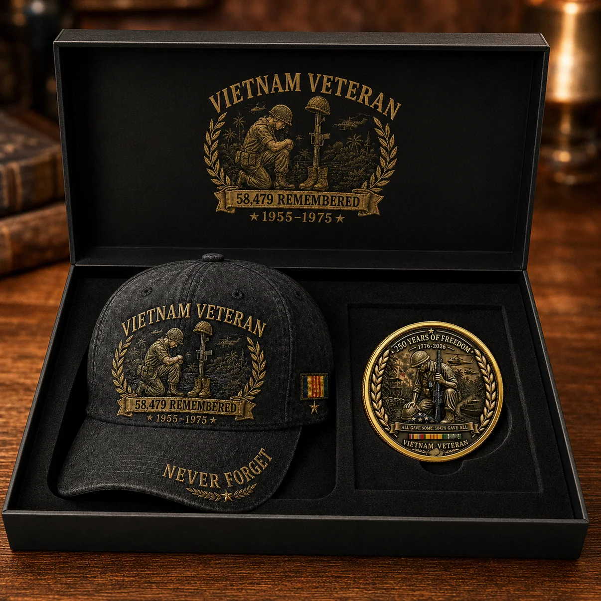Vietnam Veteran America 250th Anniversary Remembered Baseball Cap - Detail View