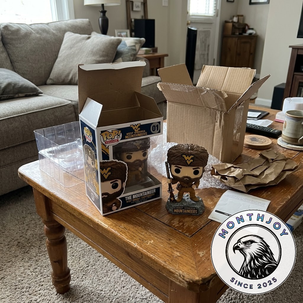 West Virginia Mountaineers The Mountaineer Funko Pop - front box view with character figure