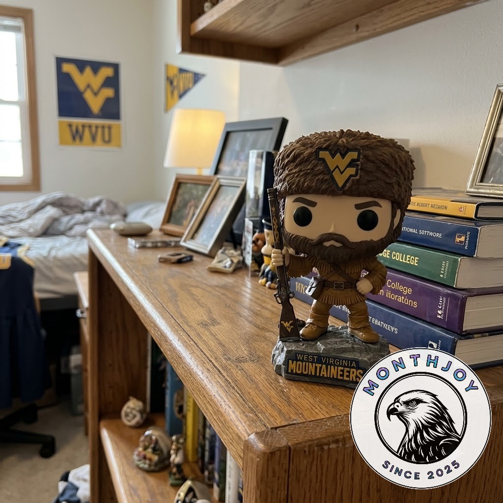West Virginia Mountaineers The Mountaineer Funko Pop - close-up of bearded figure and rifle