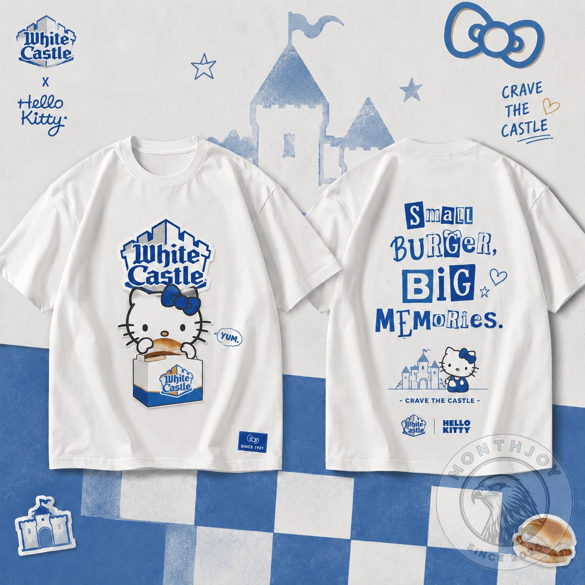 White Castle Hello Kitty Small Burger Big Memories T-Shirt - Front View