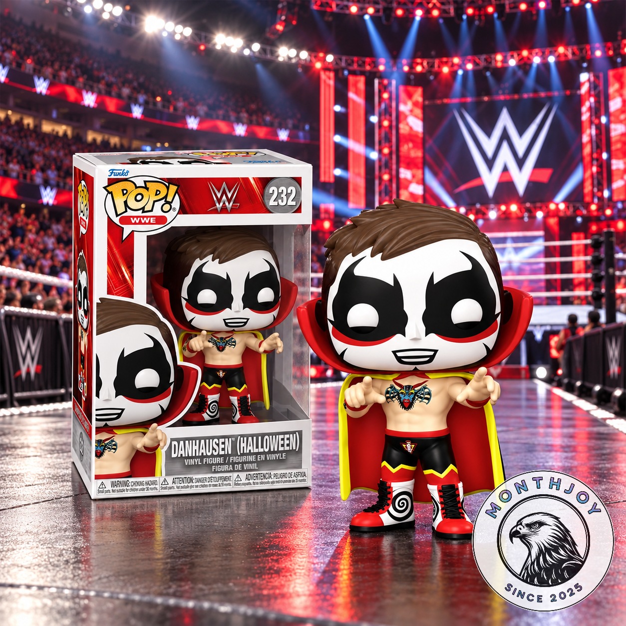 WWE Danhausen Halloween #232 Funko Pop - front view with numbered collector box