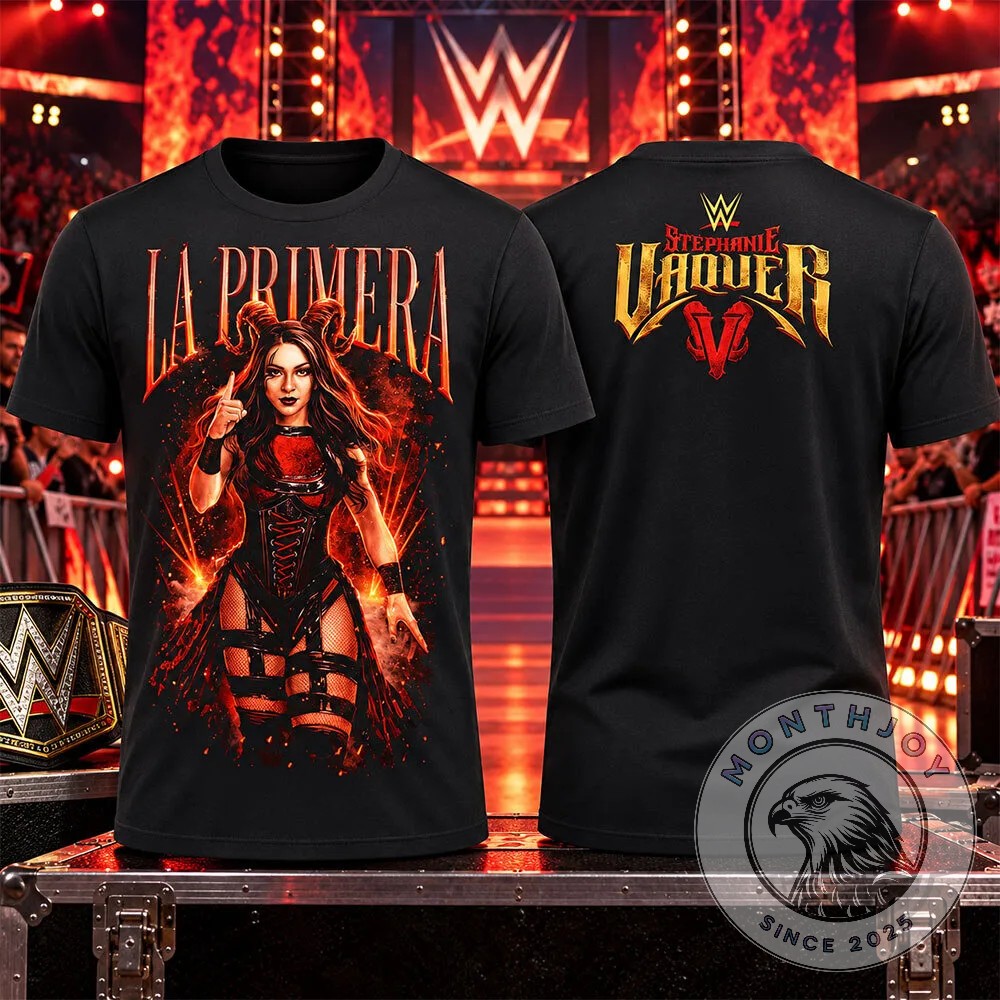 WWE Stephanie Vaquer La Primera T-Shirt - front and back views with printed graphics