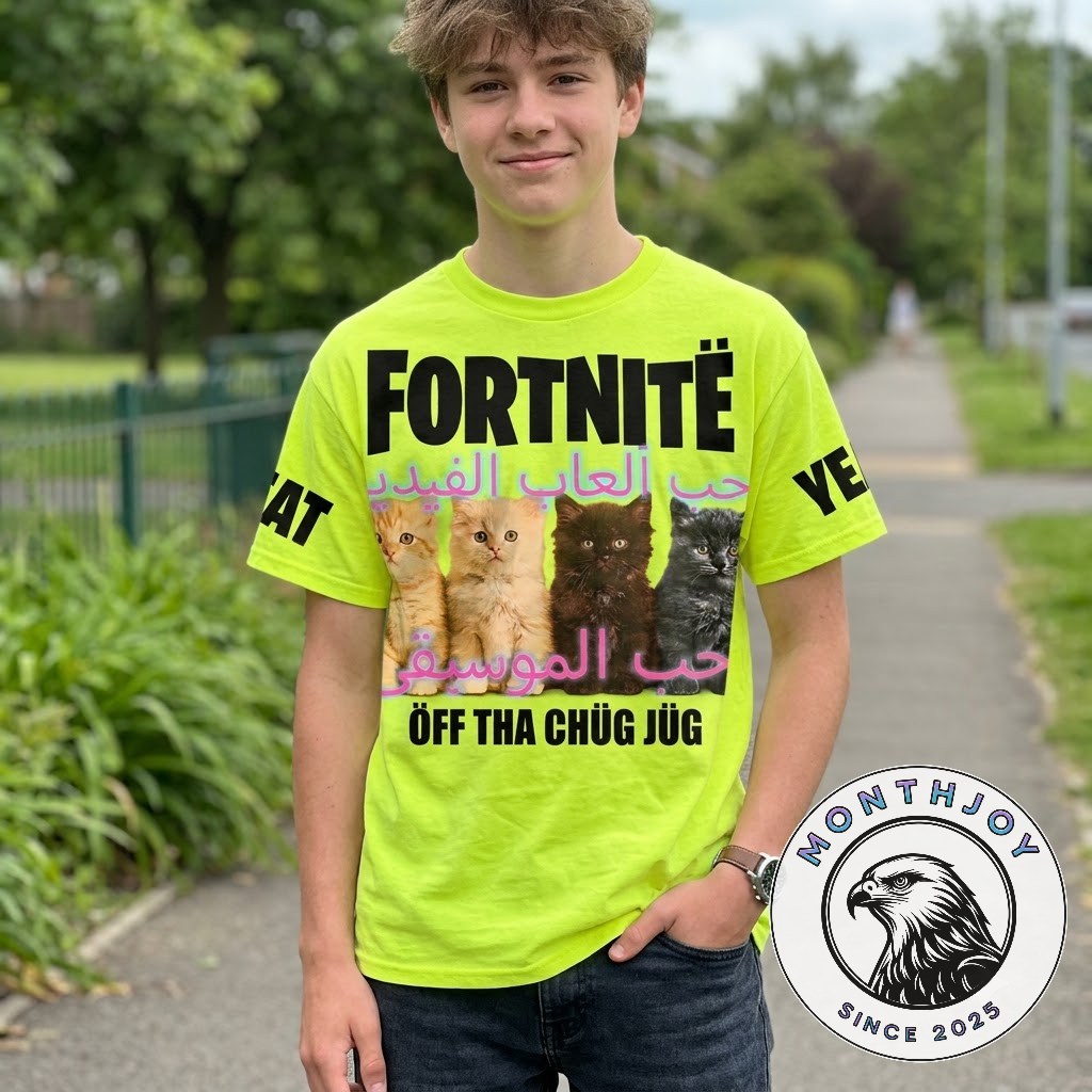 Yeat Fortnite Kittens Off Tha Chug Jug Cat T-Shirt - close view of central kitten artwork