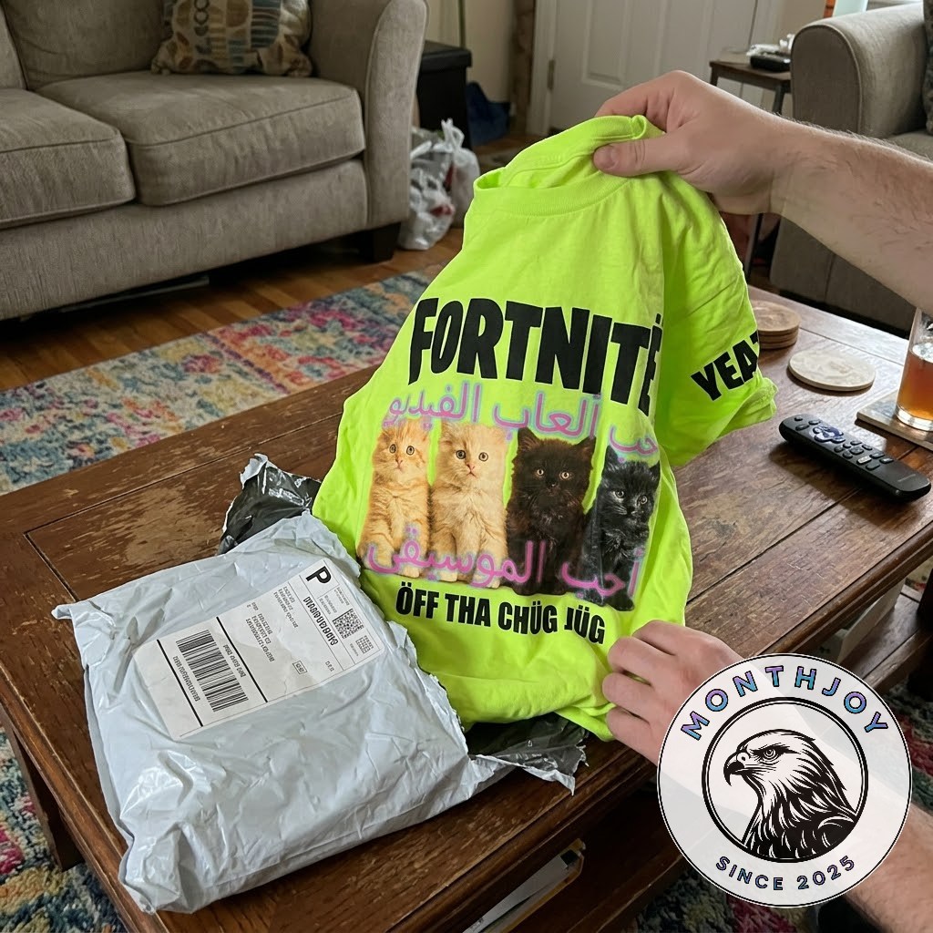 Yeat Fortnite Kittens Off Tha Chug Jug Cat T-Shirt - sleeve lettering and front print
