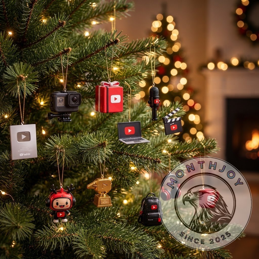YouTube 2026 Creator Christmas Advent Calendar - front surrounded by miniature themed accessories